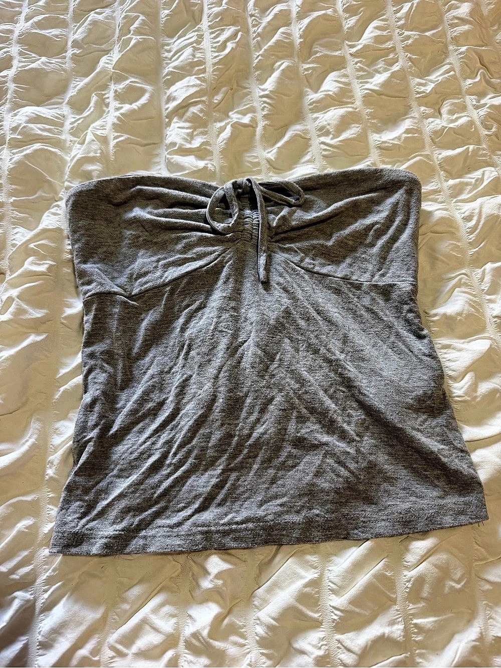 Edikted Gray Ruched Tie-Front Tube Top 🩶